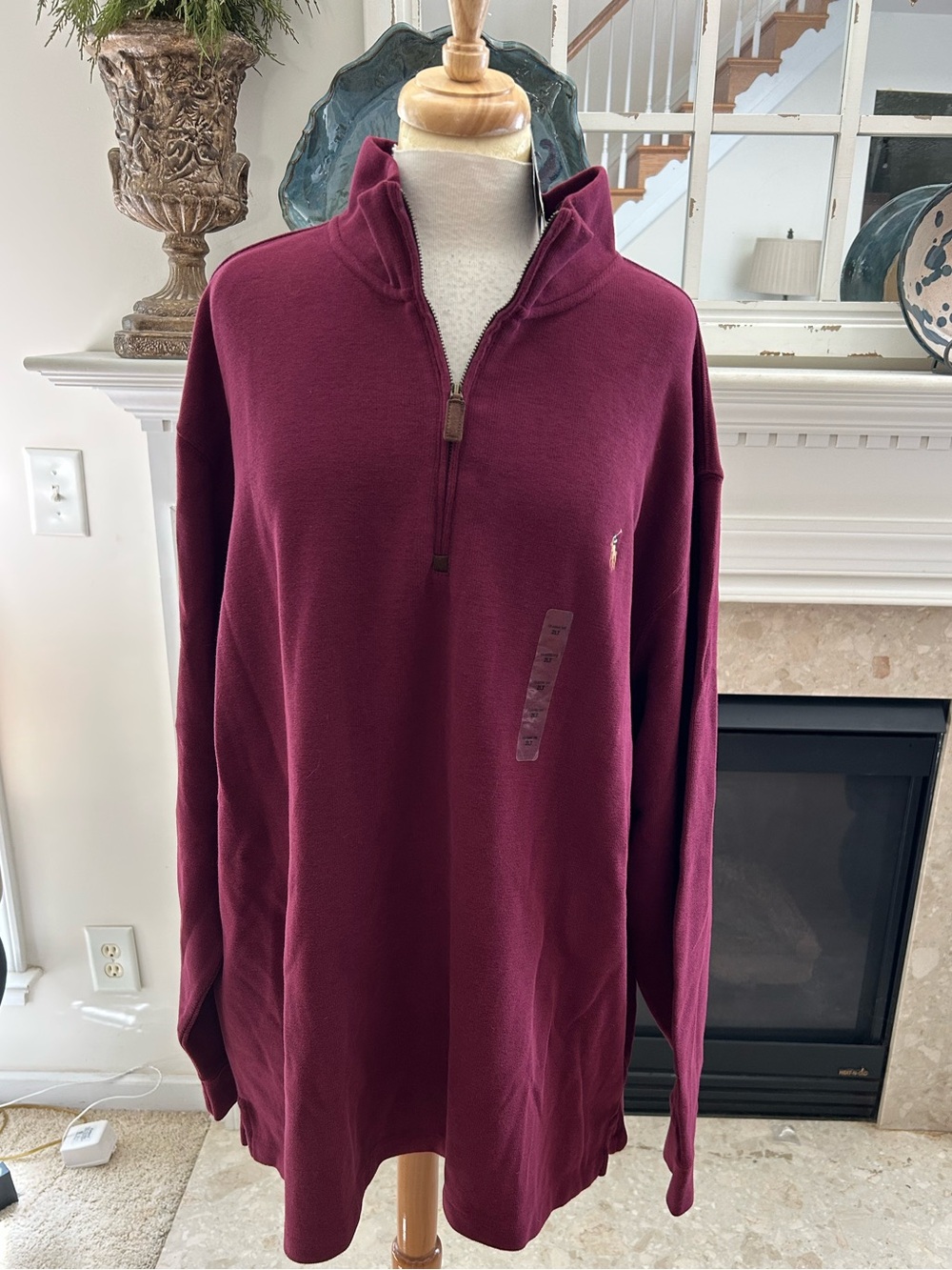 Ralph Lauren Men's Half Zip Pullover in Berry Red